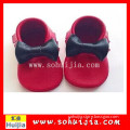 2015 hot sale the best designer the cheapest cow leather moccasins red bow princess baby shoes